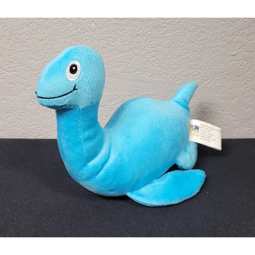 Fun Express Smiling Loch Ness Monster / Dinosaur Blue Plush Stuffed Animal